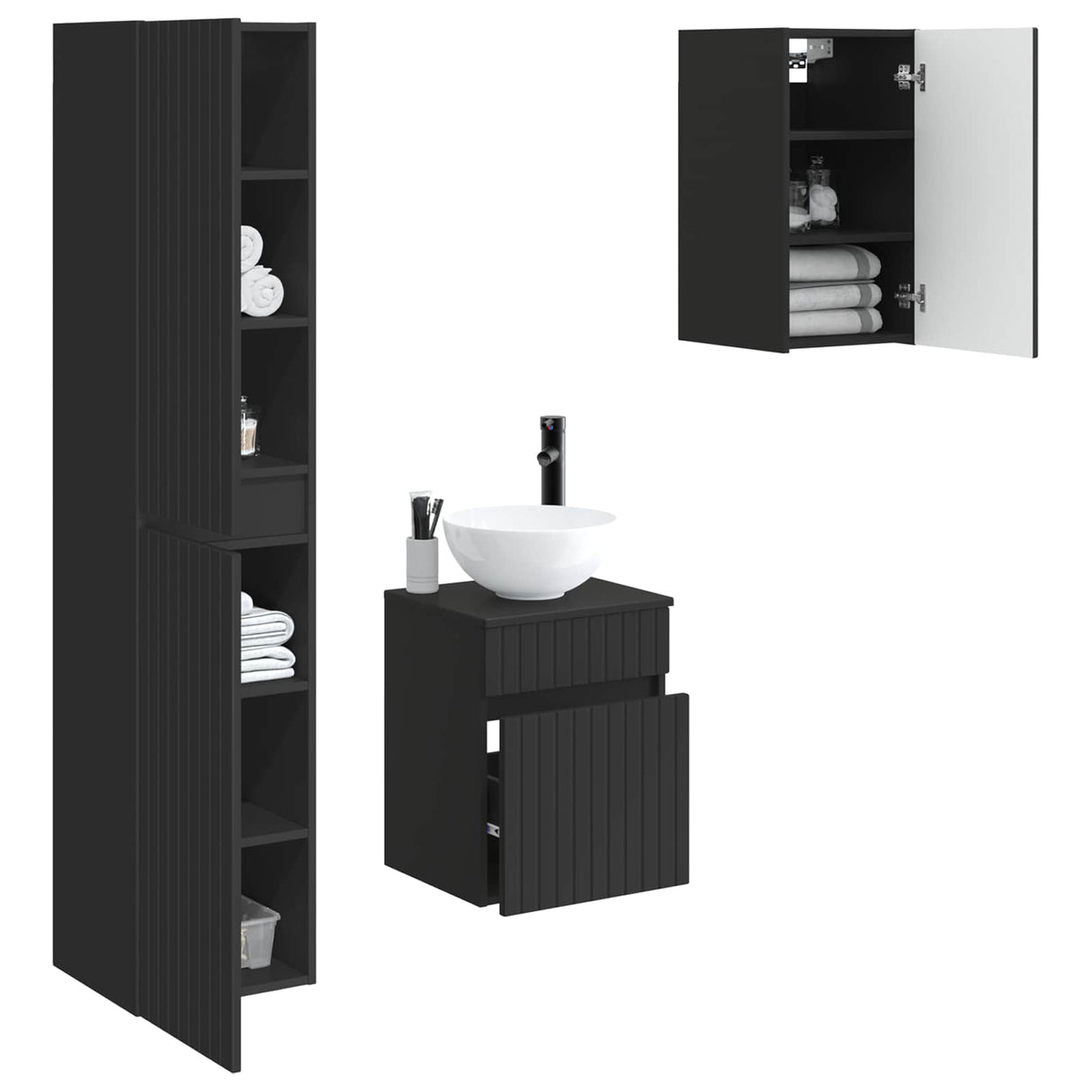 vidaXL Bathroom Furniture Set 3 pcs White 33 x 34.5 x 160 cm Engineered Wood