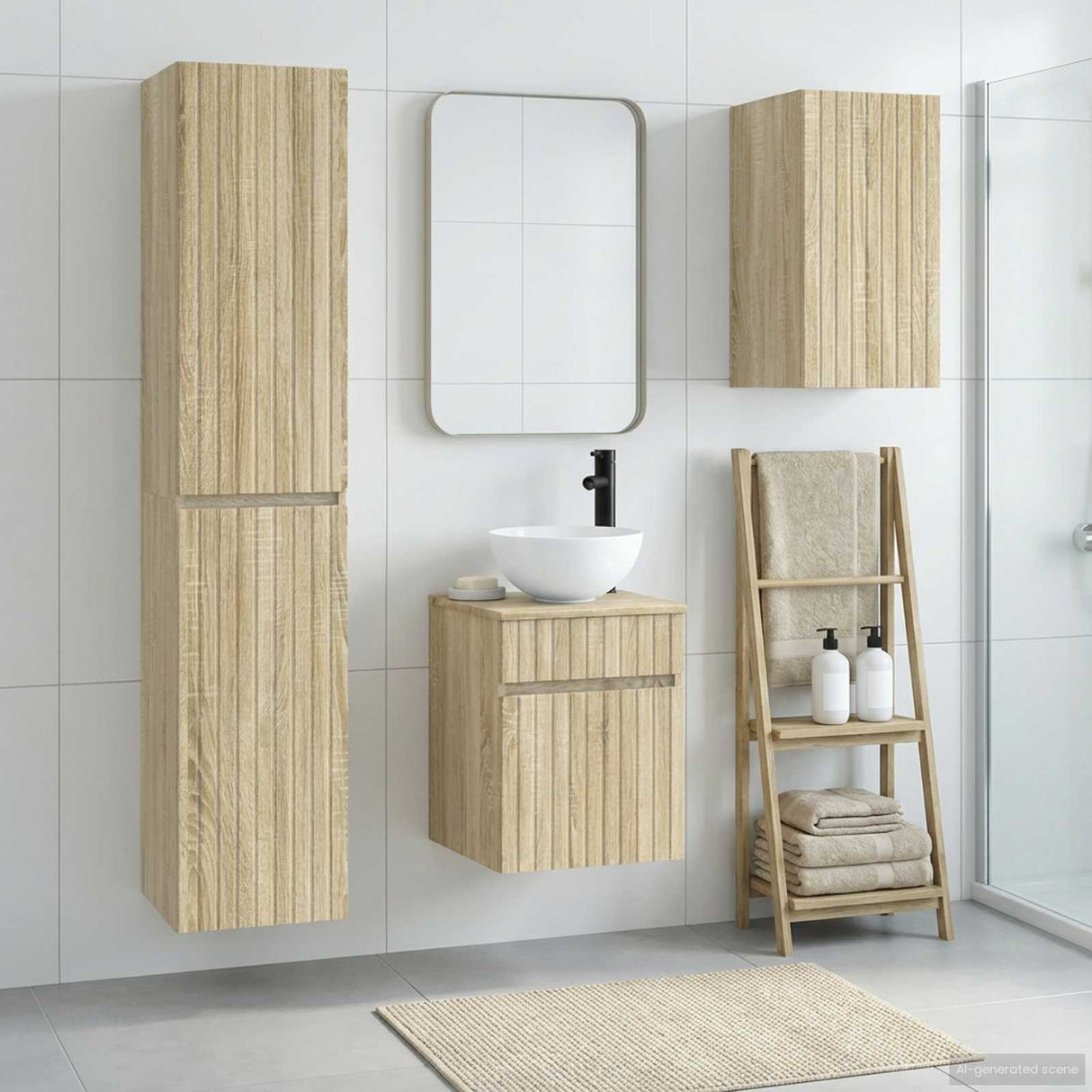 vidaXL Bathroom Furniture Set 3 pcs White 33 x 34.5 x 160 cm Engineered Wood