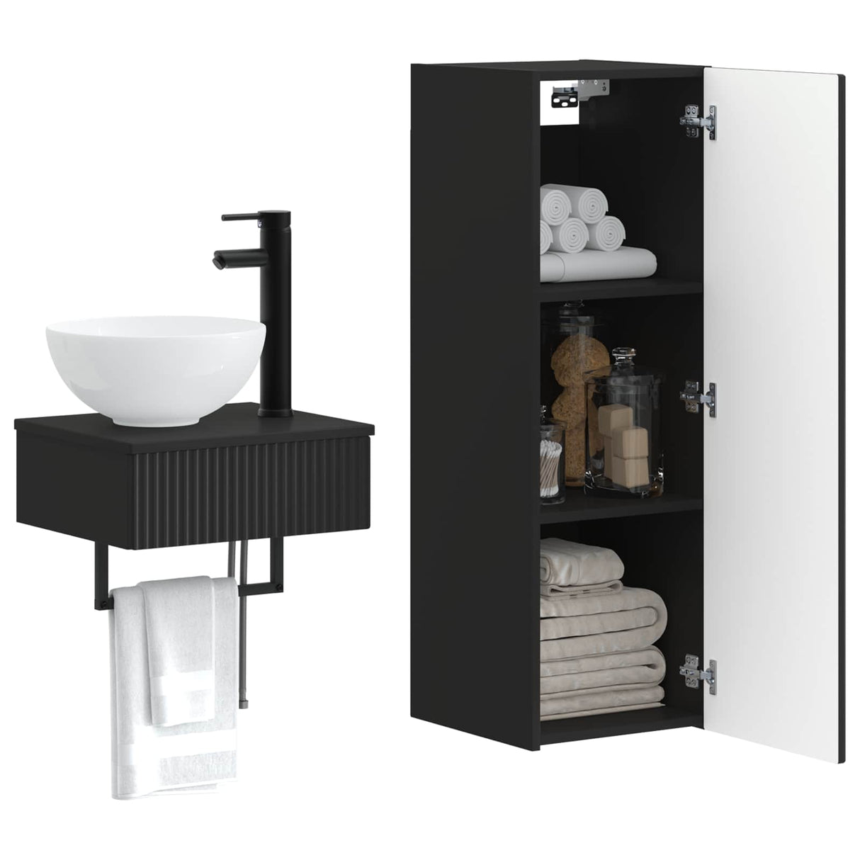 vidaXL Badkamermeubel Set 2 st Wit 33 x 34,5 x 100 cm Bewerkt hout