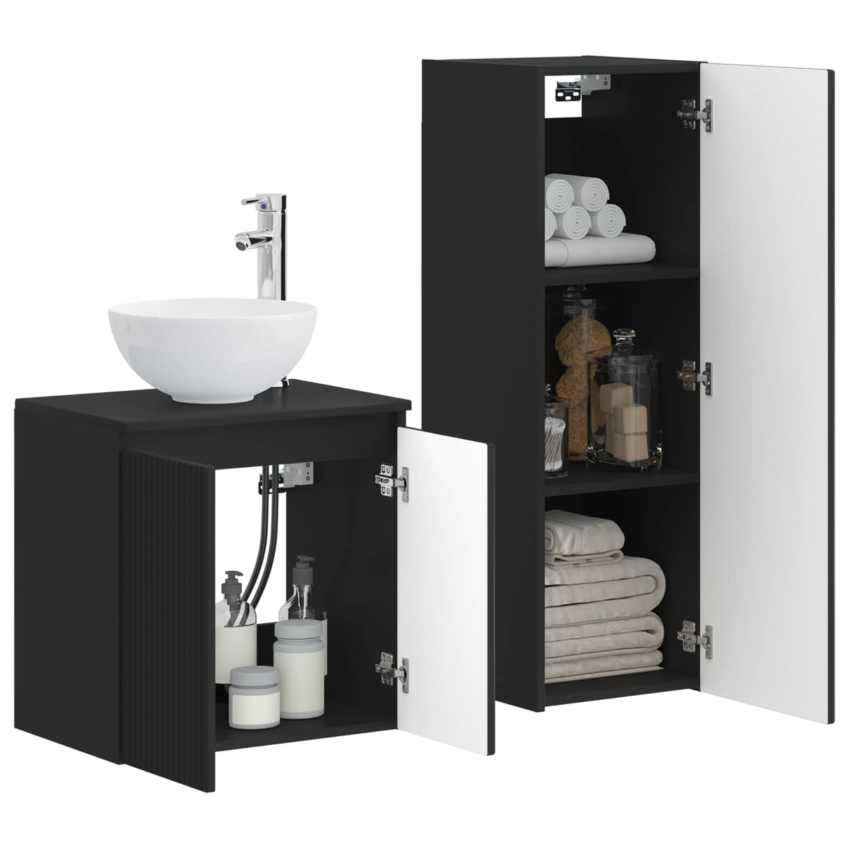 vidaXL Badkamermeubel Set 2 st Wit 33 x 34,5 x 100 cm Bewerkt hout