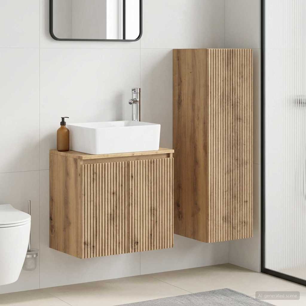 vidaXL Badkamermeubel Set 2 st Wit 33 x 34,5 x 100 cm Bewerkt hout