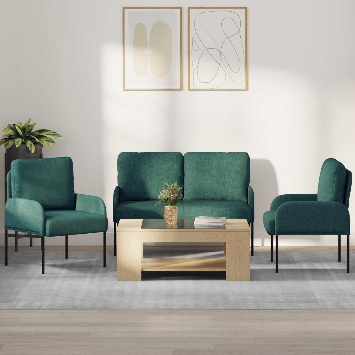 vidaXL Sofa-Sets 3 pcs Lichtgrijs 115 x 56 x 80 cm Multiplex