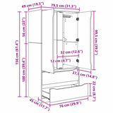 vidaXL Badkamerkast met lade Wit 79,5 x 49 x 156 cm Bewerkt hout