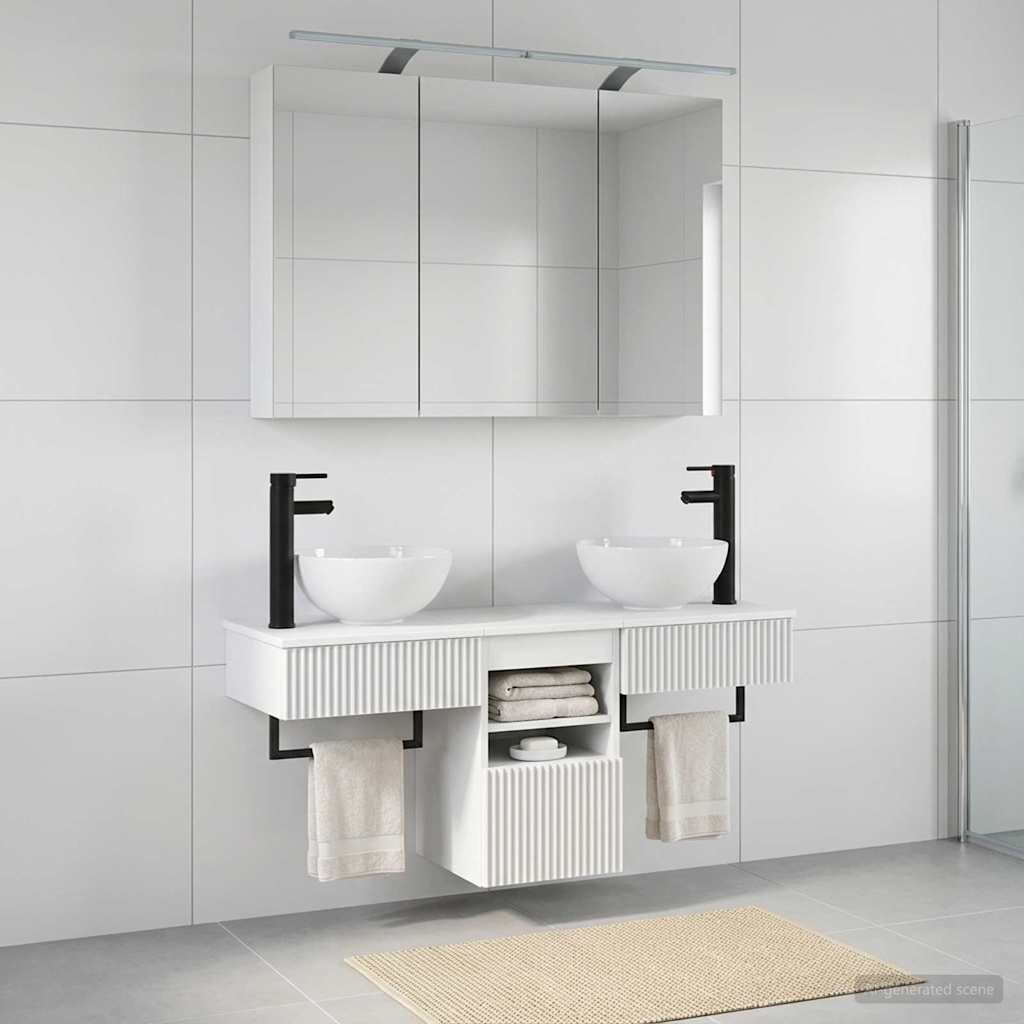 vidaXL Badkamerkast set 4 pcs Wit 100 x 14,5 x 70 cm Bewerkt hout