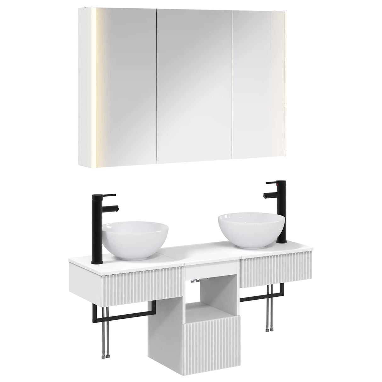 vidaXL Badkamerkast set 4 pcs Wit 103,5 x 15,5 x 70 cm Bewerkt hout