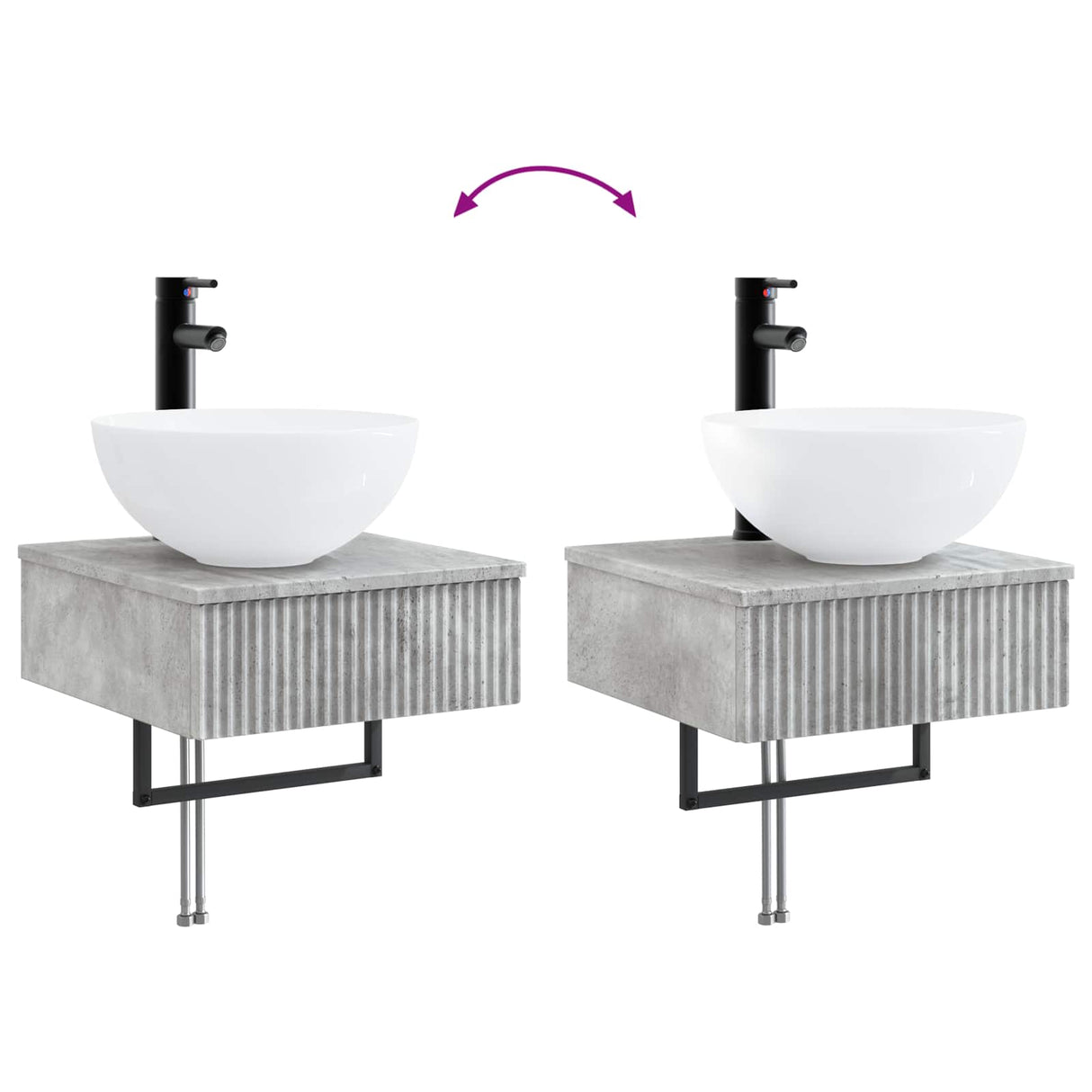 vidaXL Bathroom Cabinet Set 5 Pieces Concrete Grey Engineered Wood
