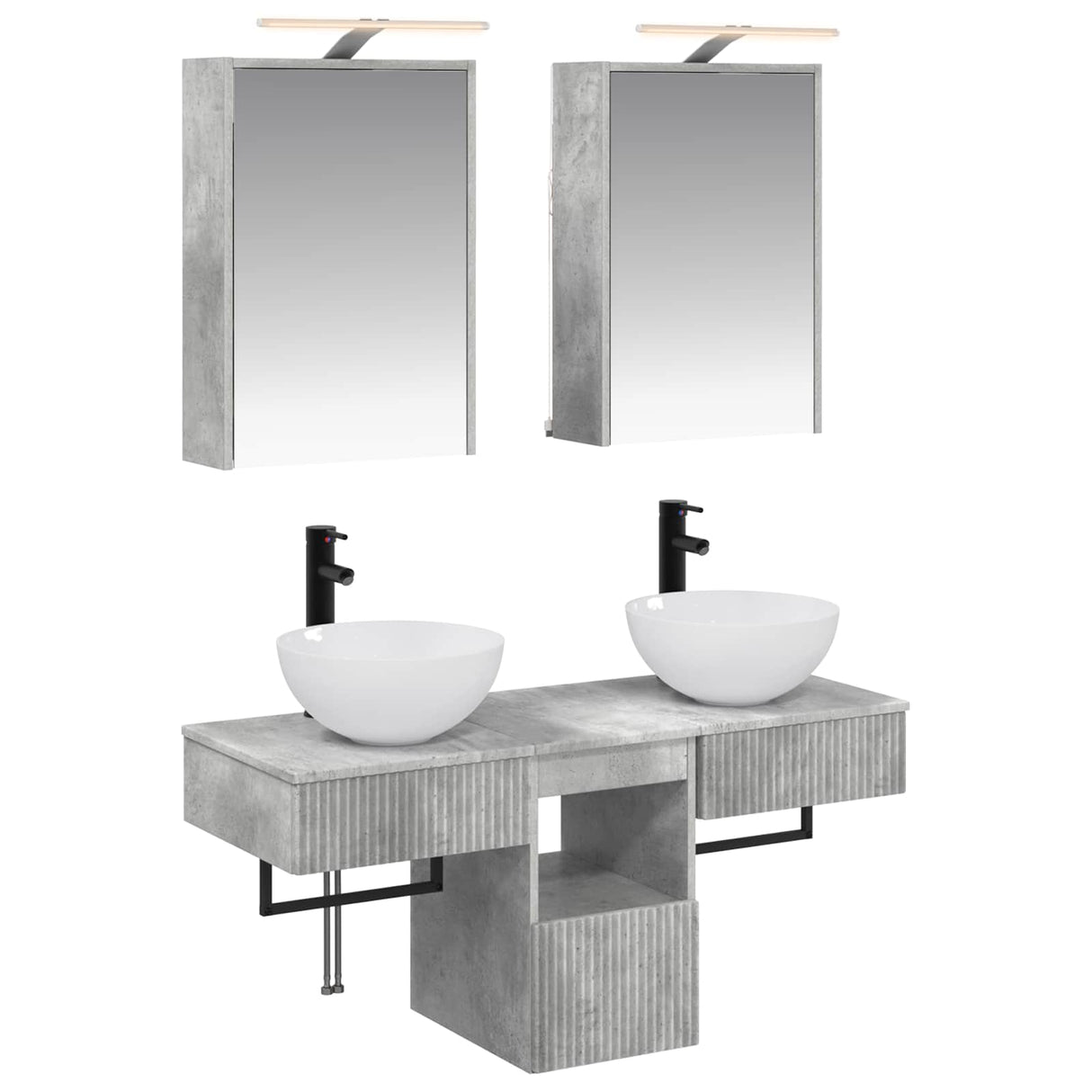 vidaXL Bathroom Cabinet Set 5 Pieces Concrete Grey Engineered Wood