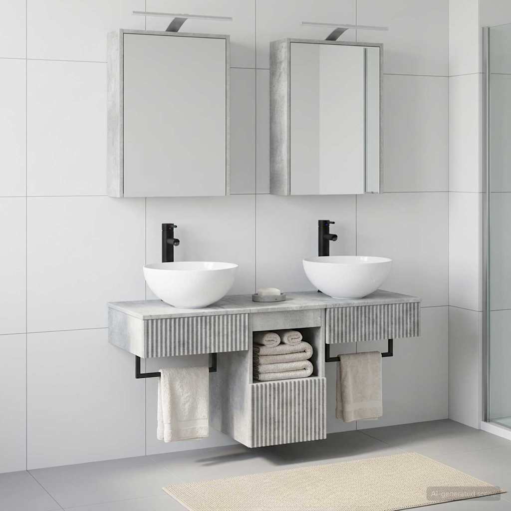 vidaXL Bathroom Cabinet Set 5 Pieces Concrete Grey Engineered Wood