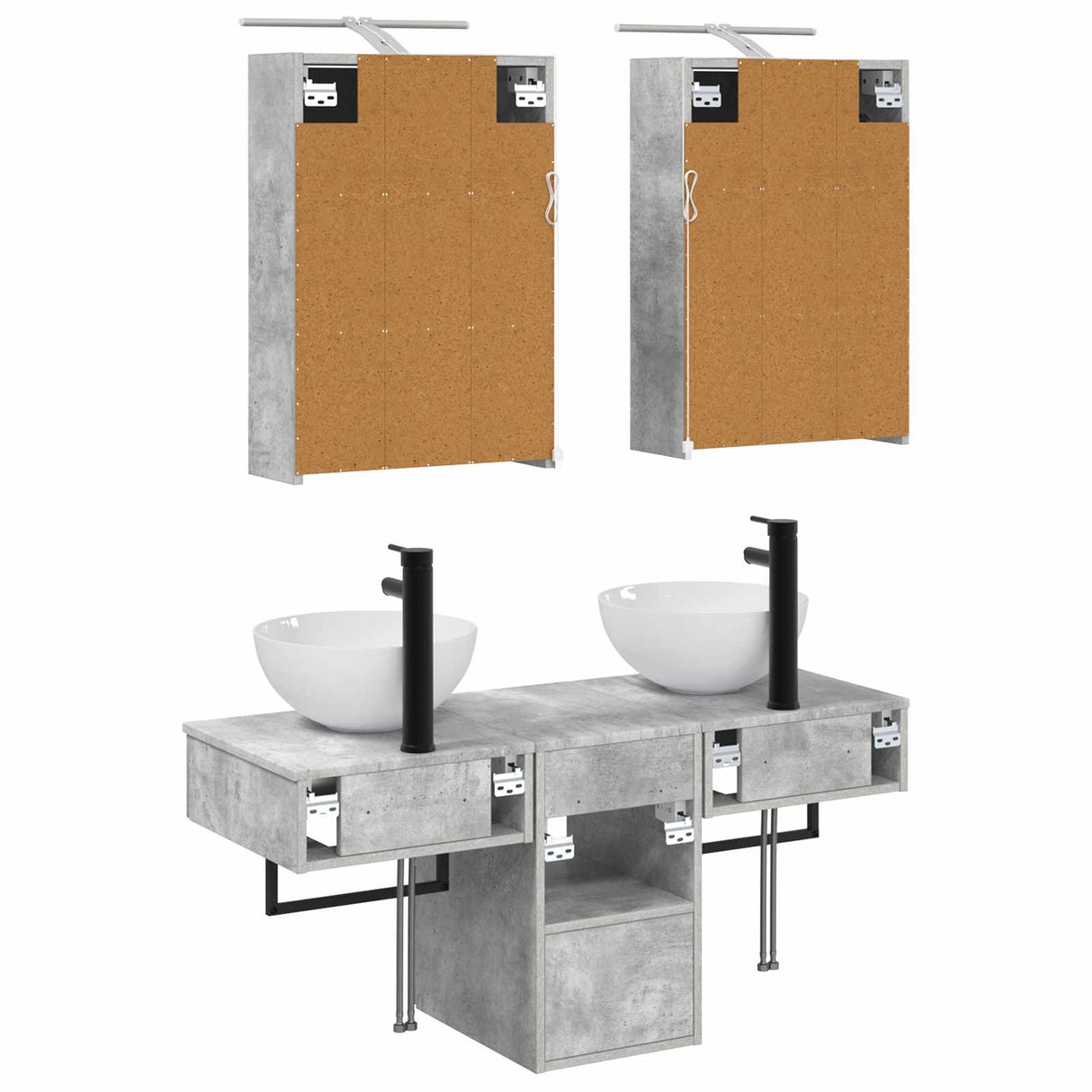 vidaXL Bathroom Cabinet Set 5 Pieces Concrete Grey Engineered Wood