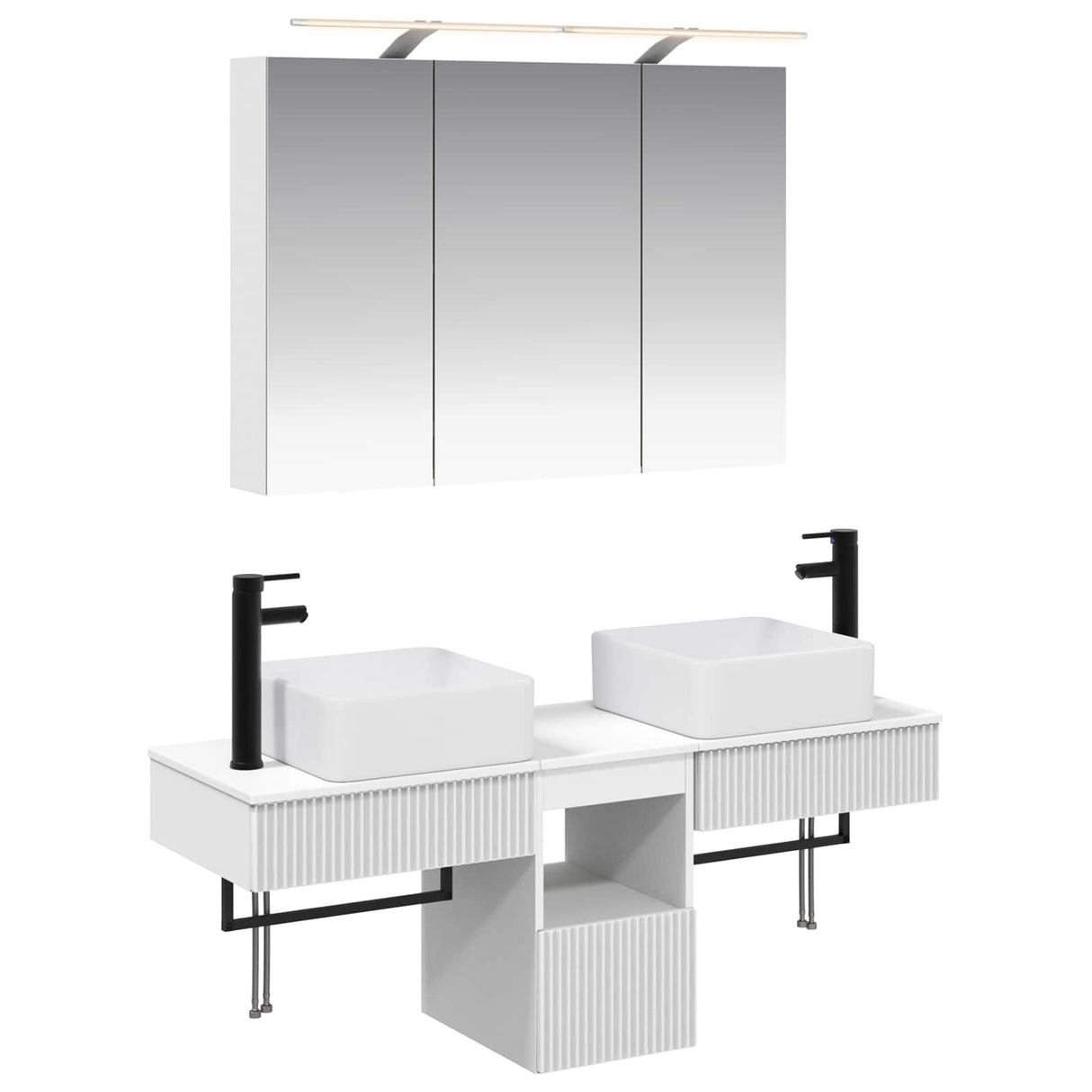 vidaXL Badkamerkast set 4 pcs Wit 100 x 14,5 x 70 cm Bewerkt hout