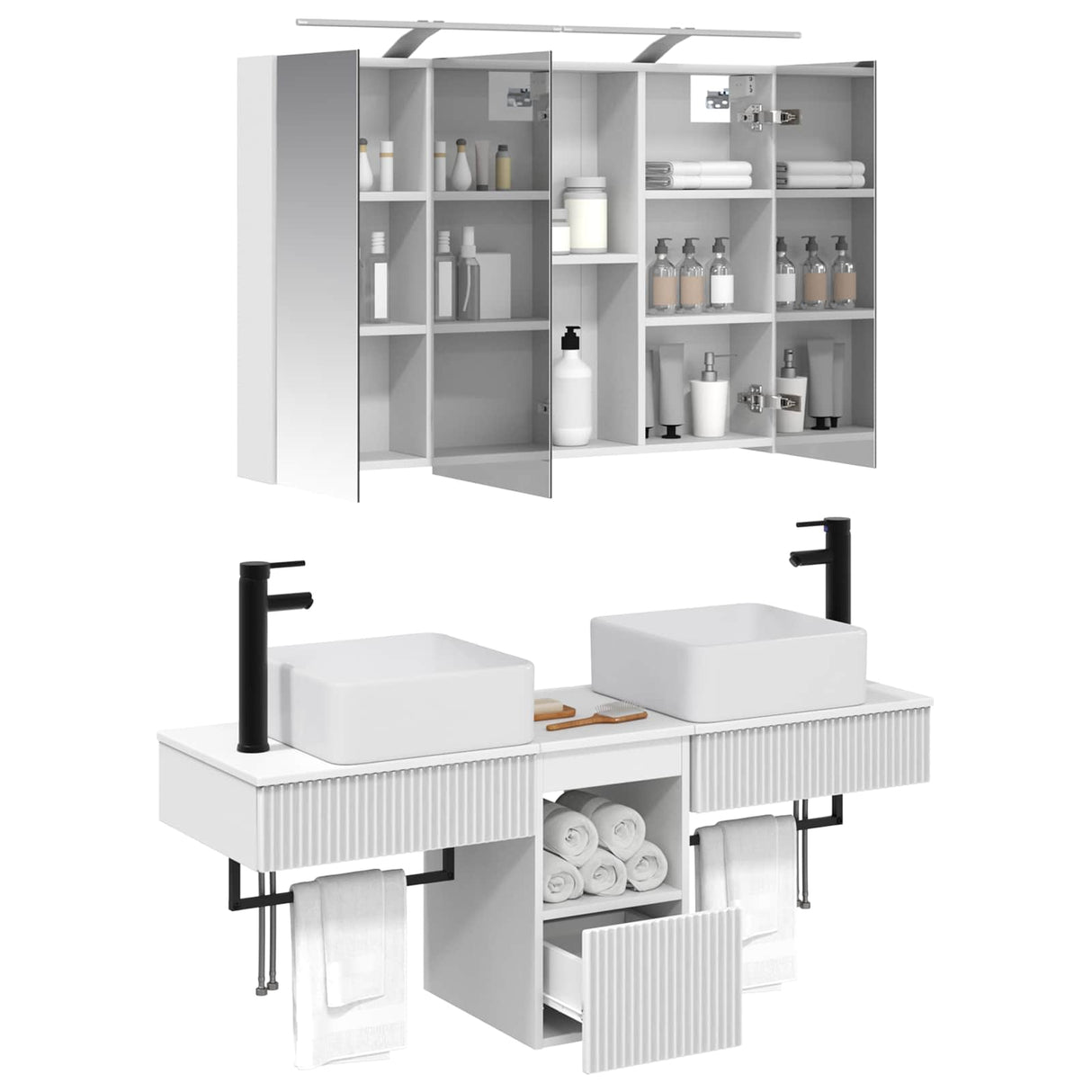 vidaXL Badkamerkast set 4 pcs Wit 100 x 14,5 x 70 cm Bewerkt hout