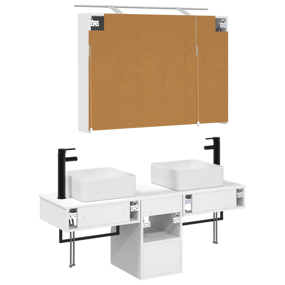 vidaXL Badkamerkast set 4 pcs Wit 100 x 14,5 x 70 cm Bewerkt hout