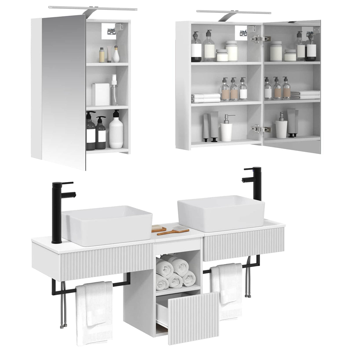 vidaXL Badkamerkast set 5 pcs Wit 50 x 14,5 x 70 cm Bewerkt hout