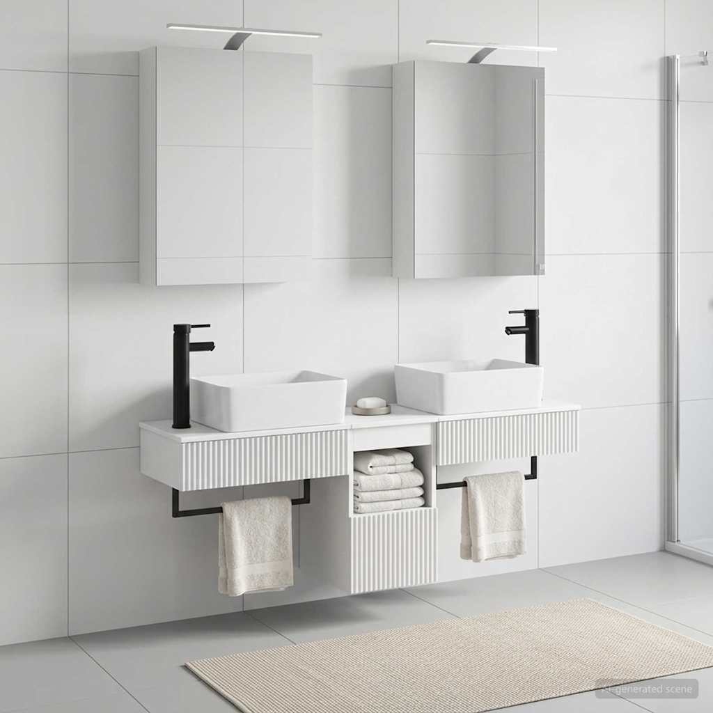 vidaXL Badkamerkast set 5 pcs Wit 50 x 14,5 x 70 cm Bewerkt hout