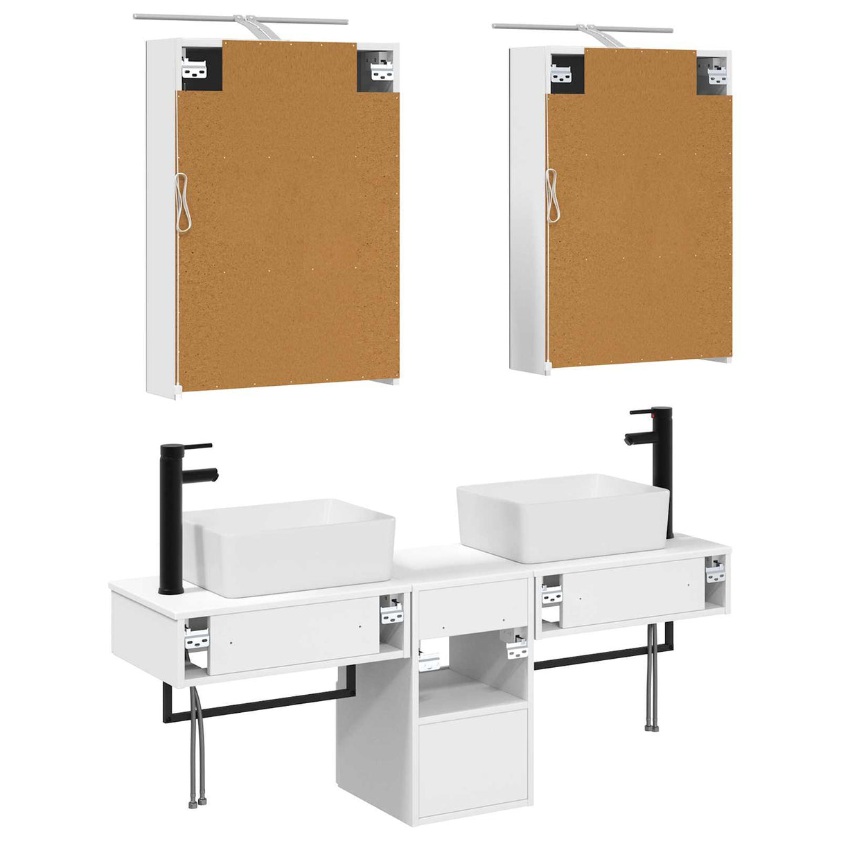 vidaXL Badkamerkast set 5 pcs Wit 50 x 14,5 x 70 cm Bewerkt hout
