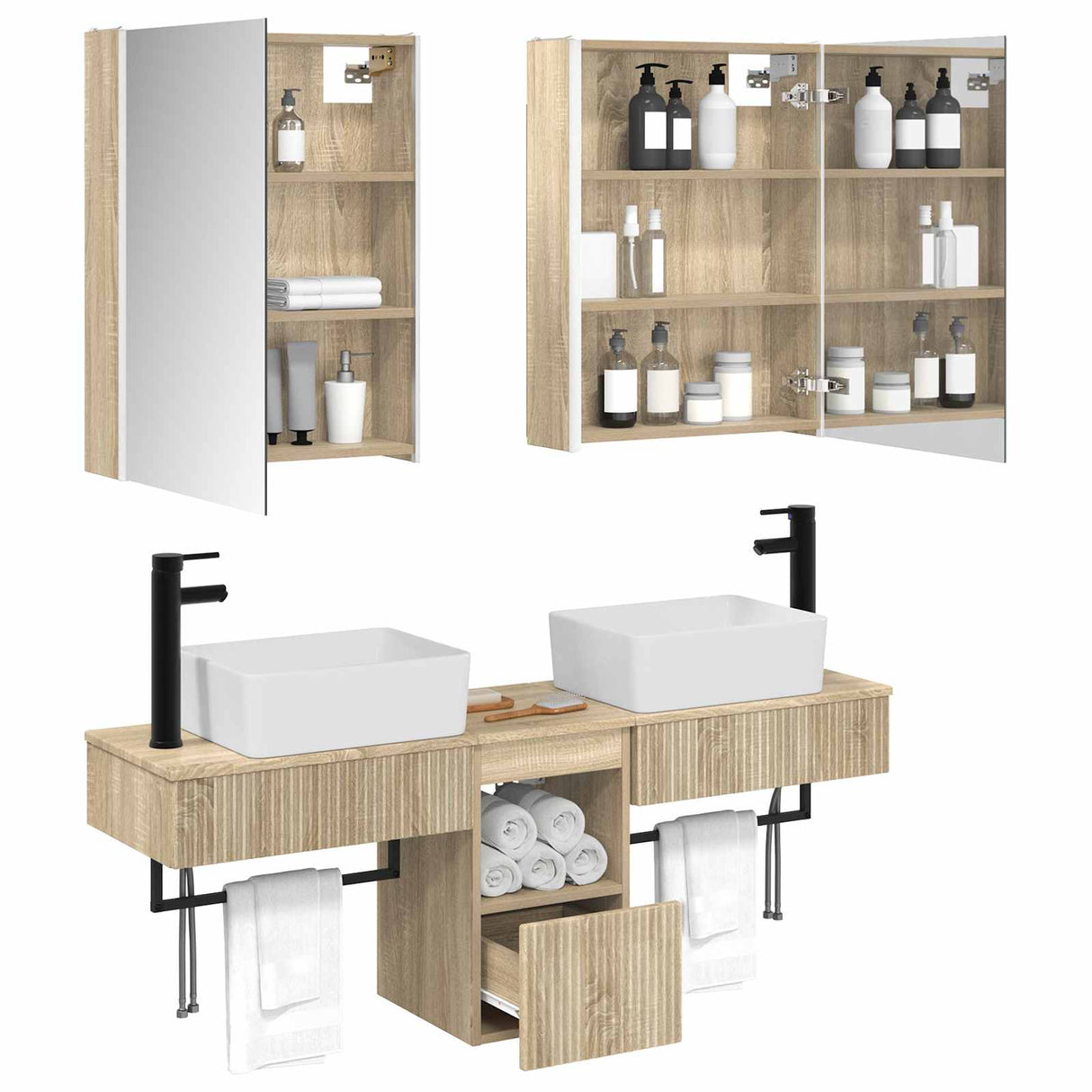 vidaXL Badkamerkast set 5 st Sonoma Eiken Bewerkt hout