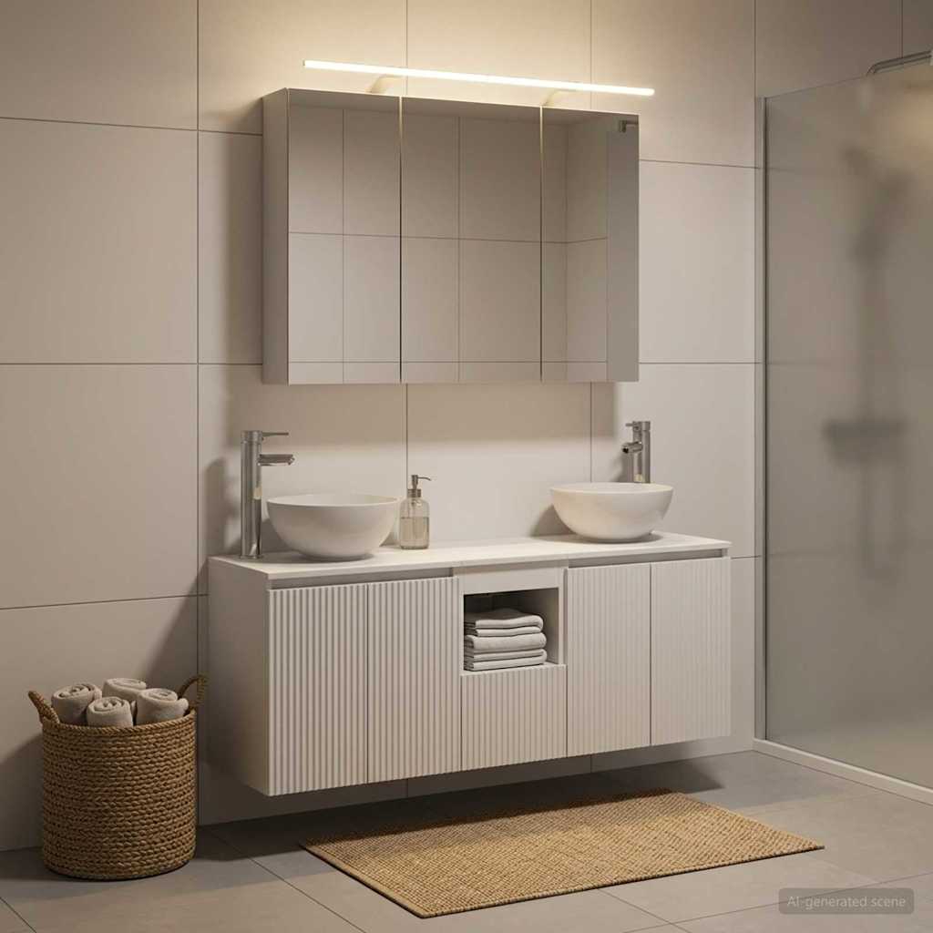 vidaXL Badkamerkast set 4 pcs Wit 100 x 14,5 x 70 cm Bewerkt hout