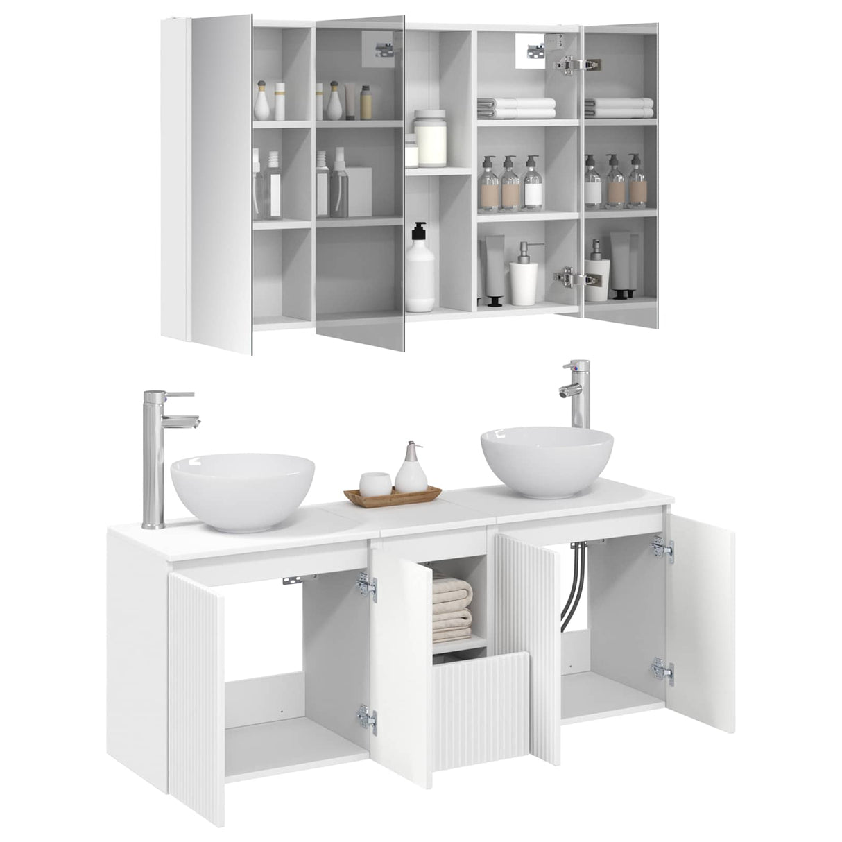 vidaXL Badkamerkast set 4 st Wit Bewerkt hout
