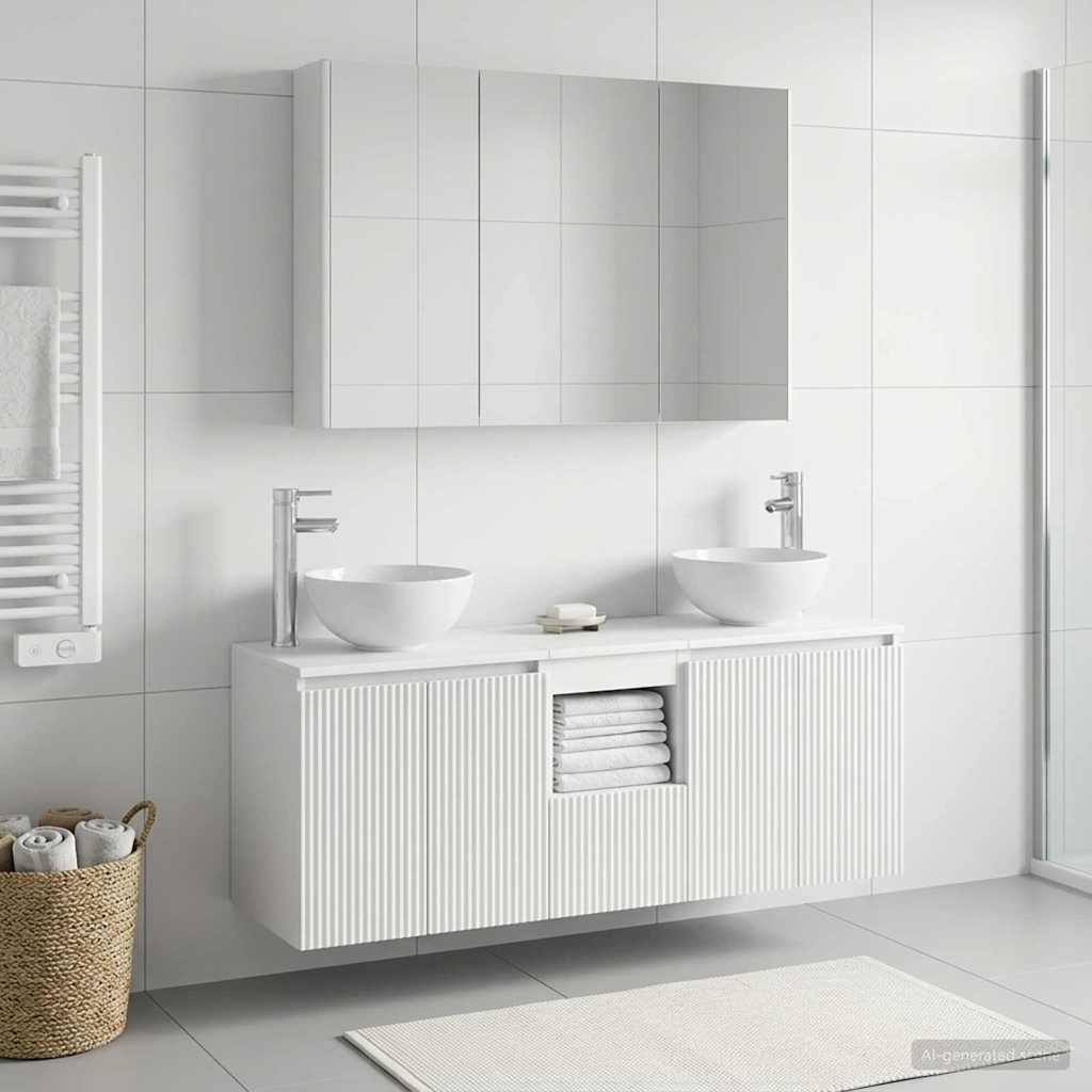 vidaXL Badkamerkast set 4 st Wit Bewerkt hout