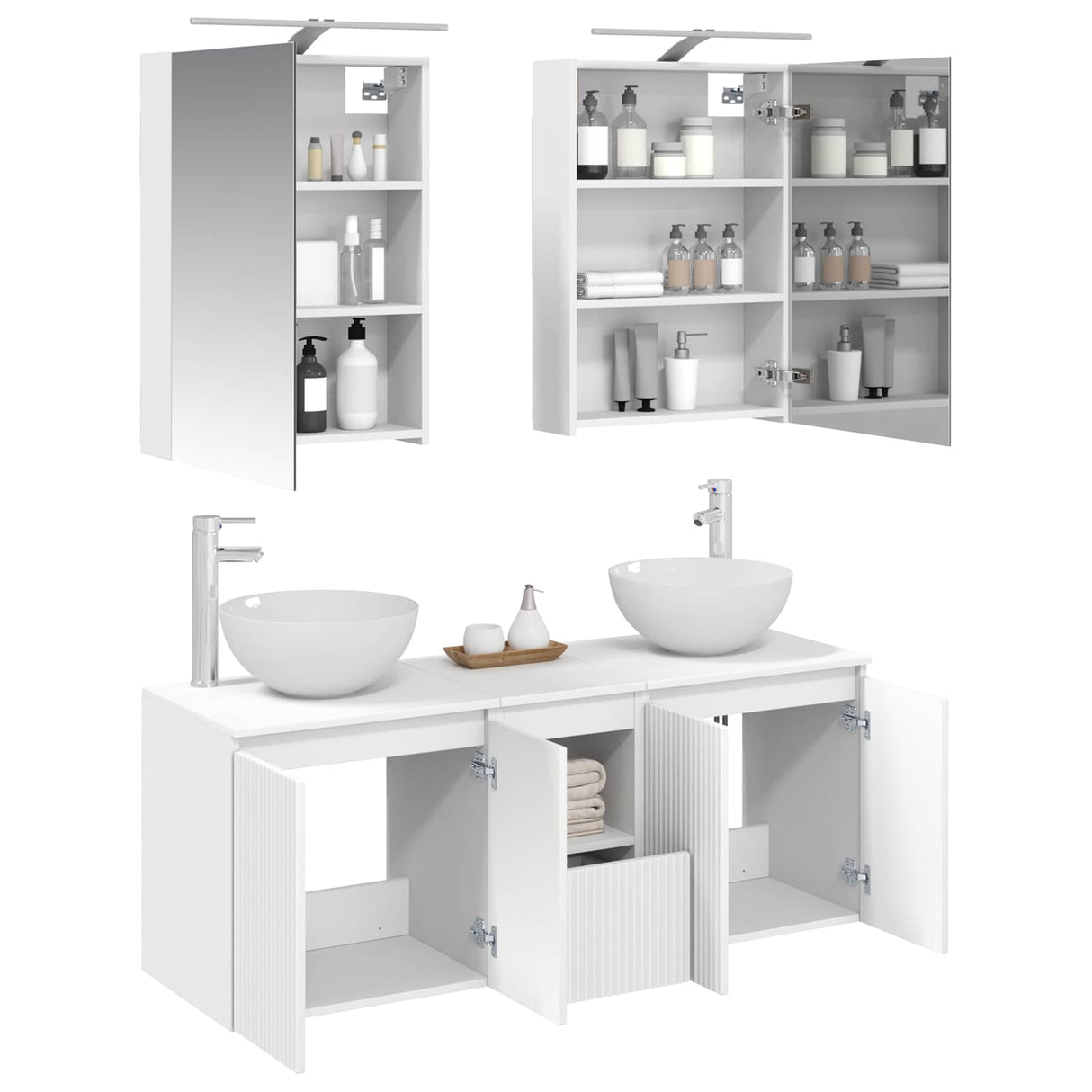 vidaXL Badkamerkast set 5 pcs Wit 50 x 14,5 x 70 cm Bewerkt hout