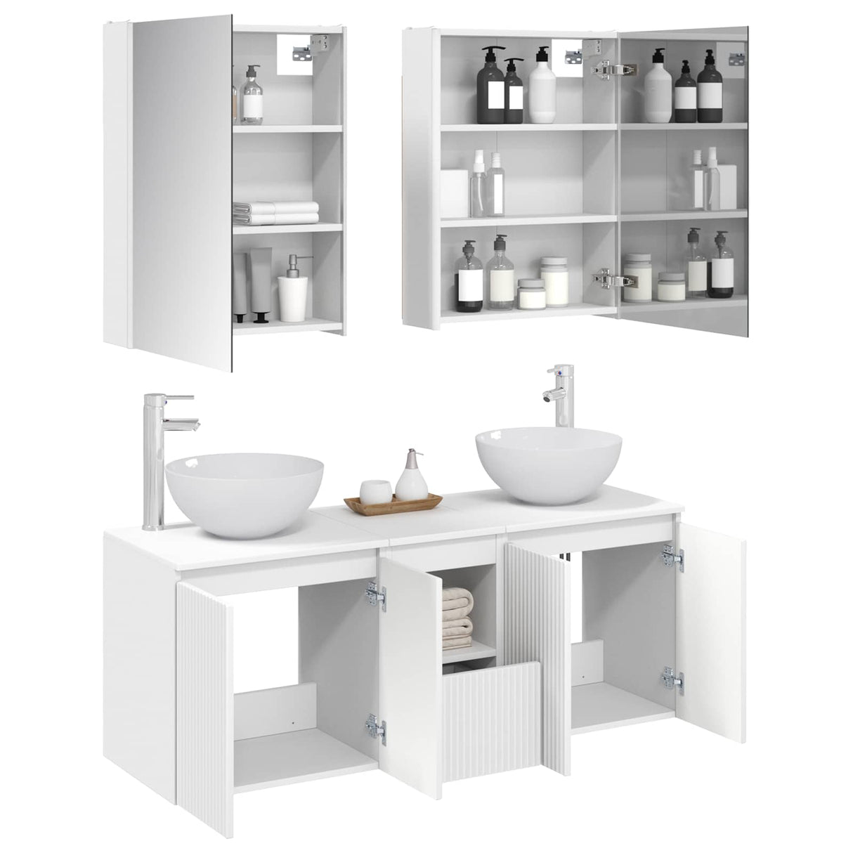 vidaXL Badkamerkast set 5 pcs Wit 53 x 15,5 x 70 cm Bewerkt hout