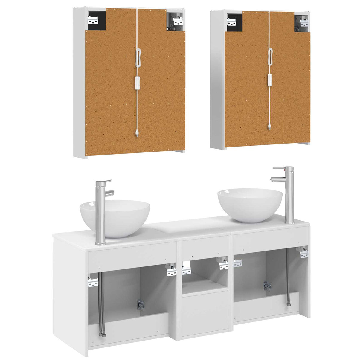 vidaXL Badkamerkast set 5 pcs Wit 53 x 15,5 x 70 cm Bewerkt hout
