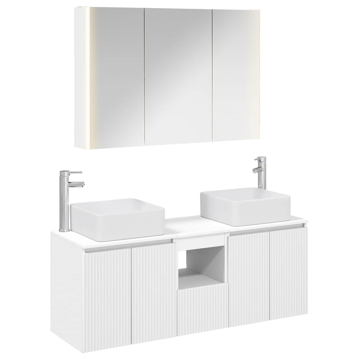vidaXL Badkamerkast set 4 pcs Wit Bewerkt hout