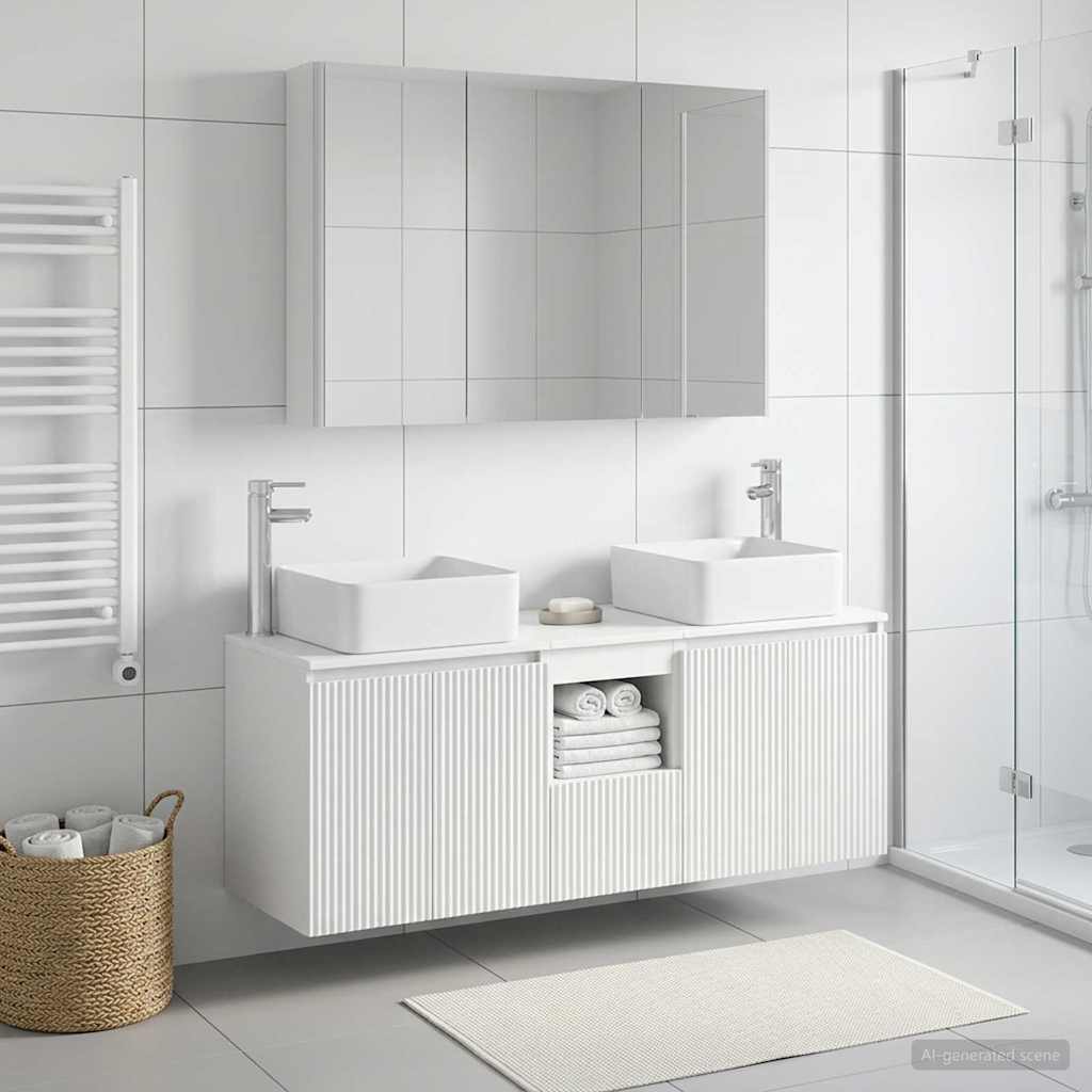 vidaXL Badkamerkast set 4 pcs Wit Bewerkt hout