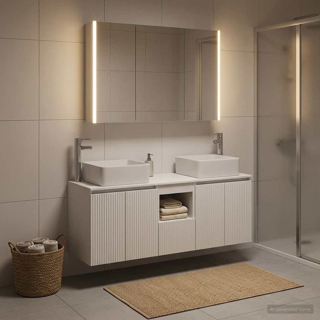 vidaXL Badkamerkast set 4 pcs Wit Bewerkt hout