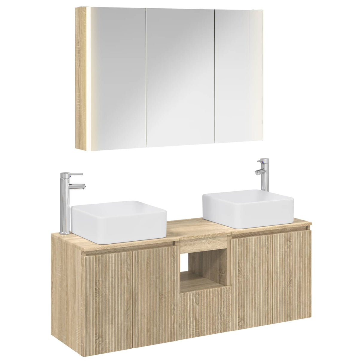 vidaXL Badkamerkast set 4 pcs Wit Bewerkt hout