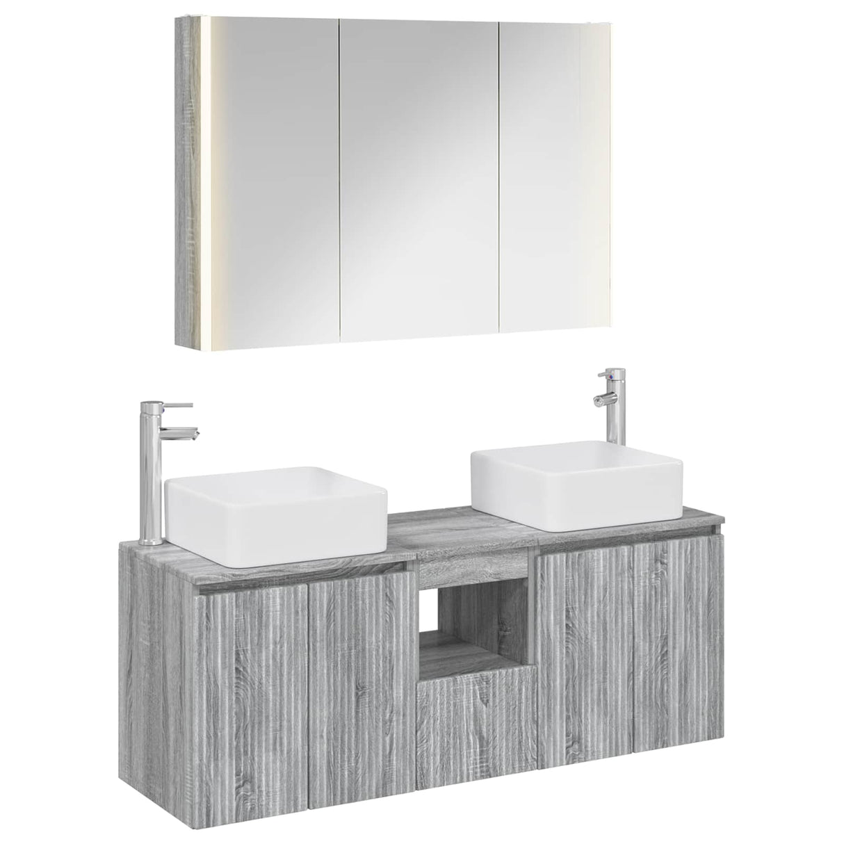 vidaXL Badkamerkast set 4 pcs Wit Bewerkt hout