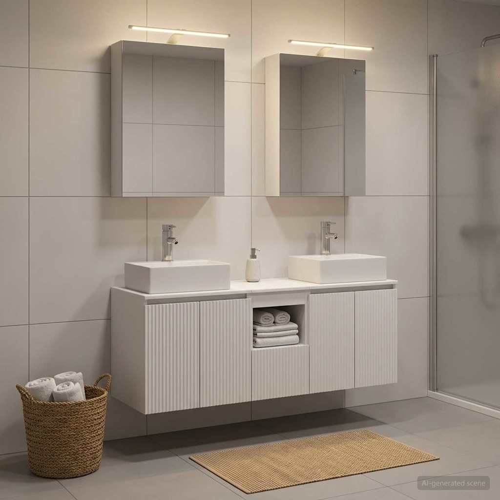 vidaXL Badkamerkast set 5 pcs Wit Bewerkt hout
