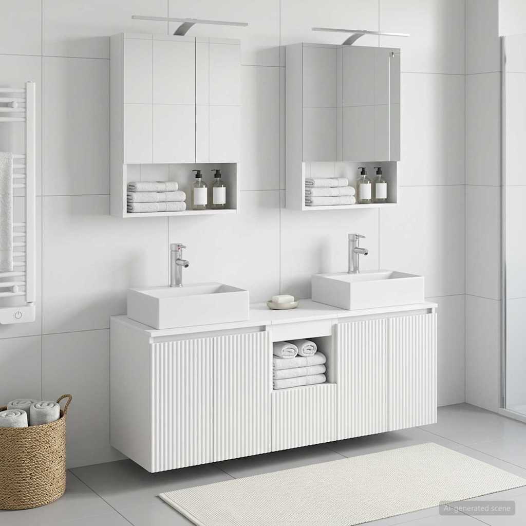 vidaXL Badkamerkast set 5 pcs Wit Bewerkt hout