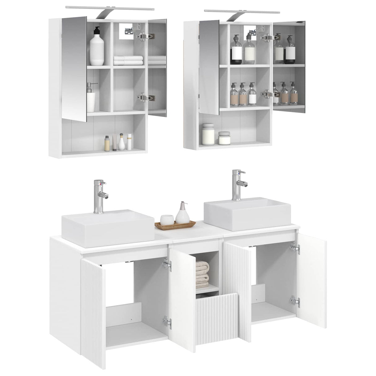 vidaXL Badkamerkast set 5 pcs Wit Bewerkt hout