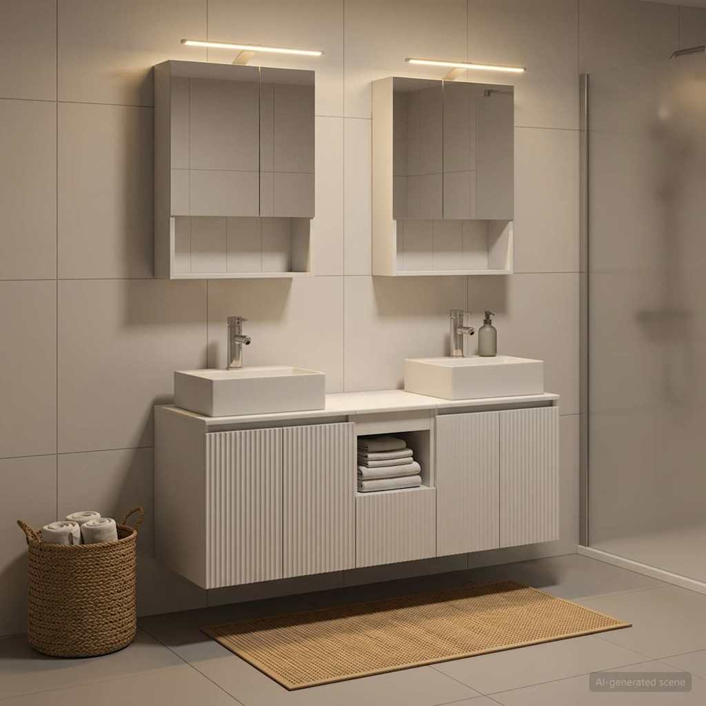 vidaXL Badkamerkast set 5 pcs Wit Bewerkt hout