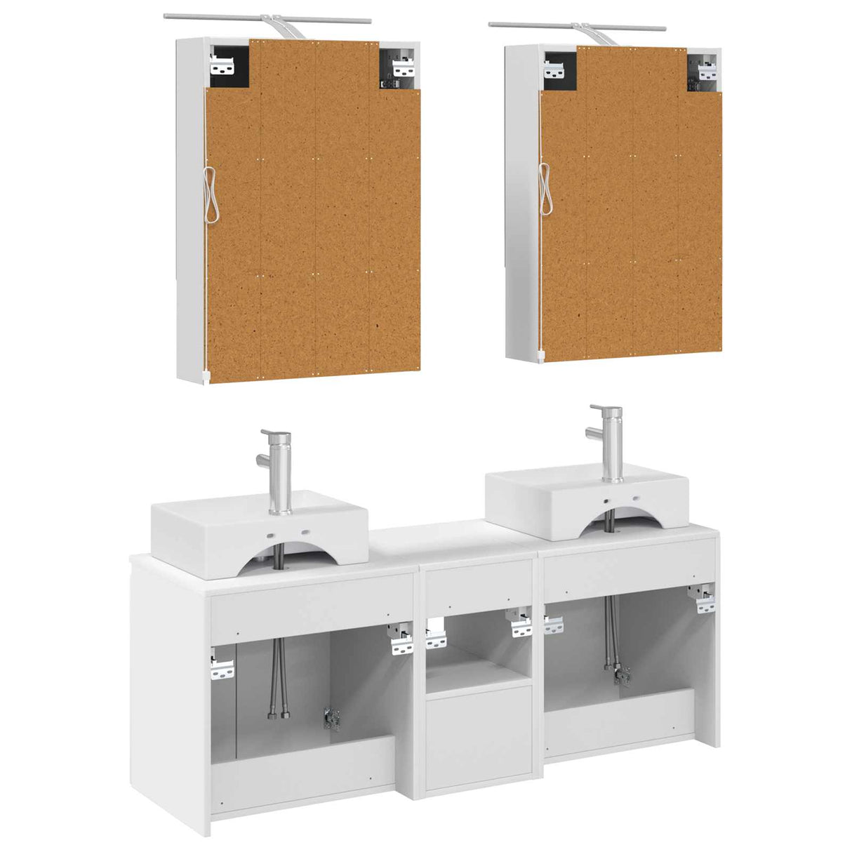vidaXL Badkamerkast set 5 pcs Wit Bewerkt hout