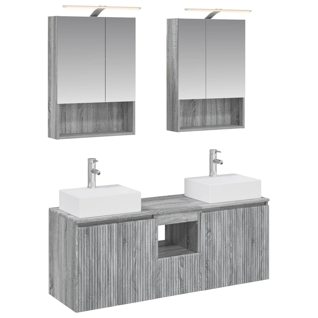 vidaXL Badkamerkast set 5 pcs Wit Bewerkt hout