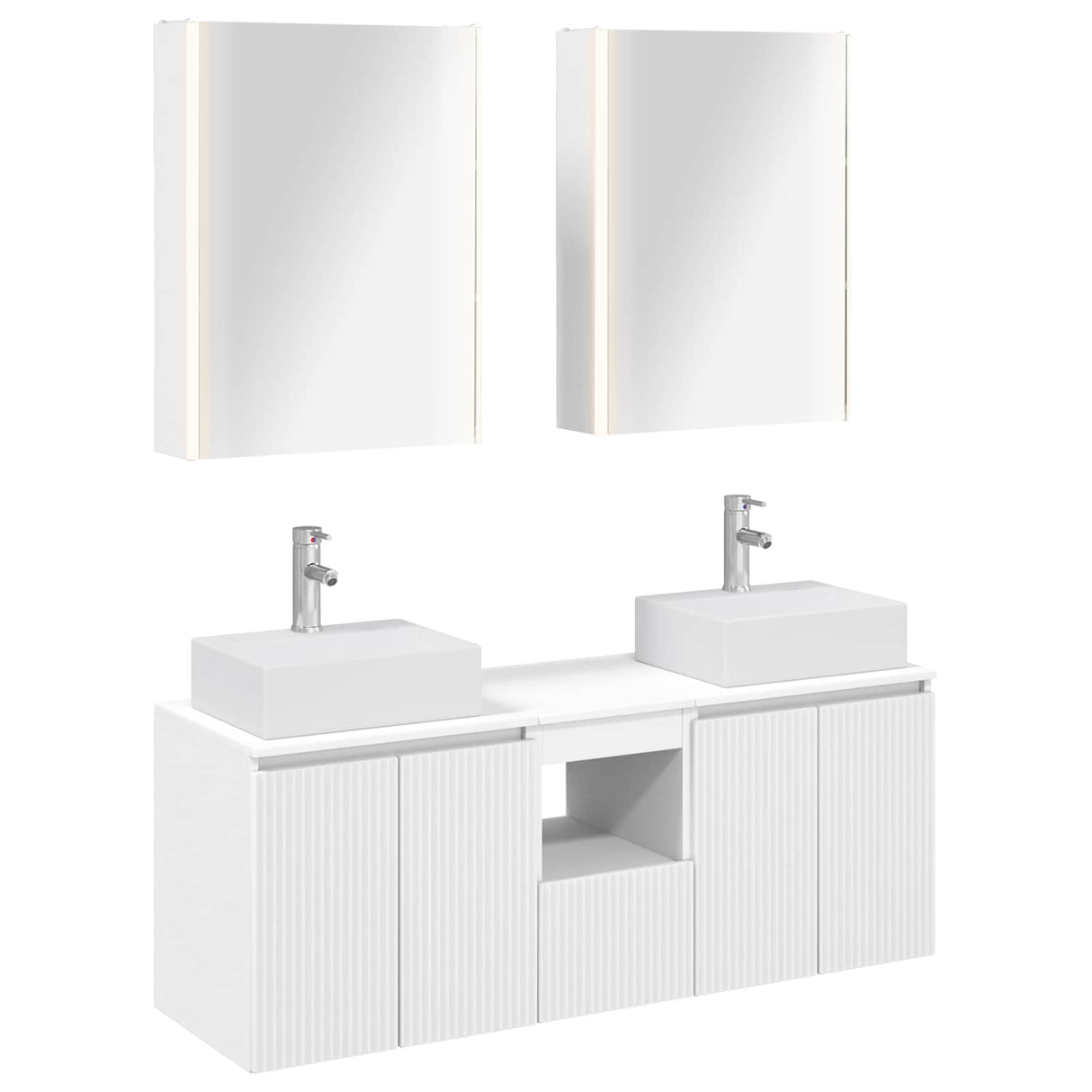 vidaXL Badkamerkast set 5 pcs Wit Bewerkt hout