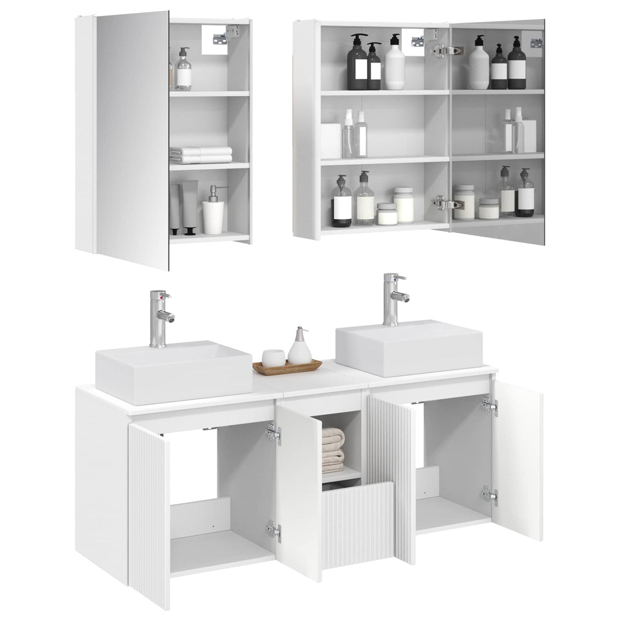 vidaXL Badkamerkast set 5 pcs Wit Bewerkt hout