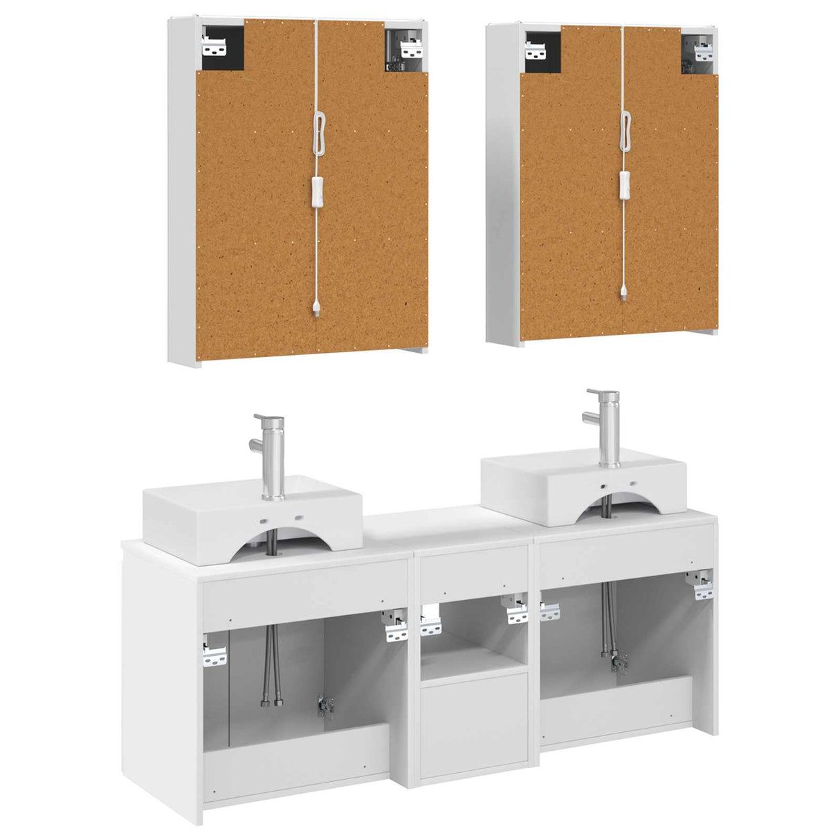 vidaXL Badkamerkast set 5 pcs Wit Bewerkt hout