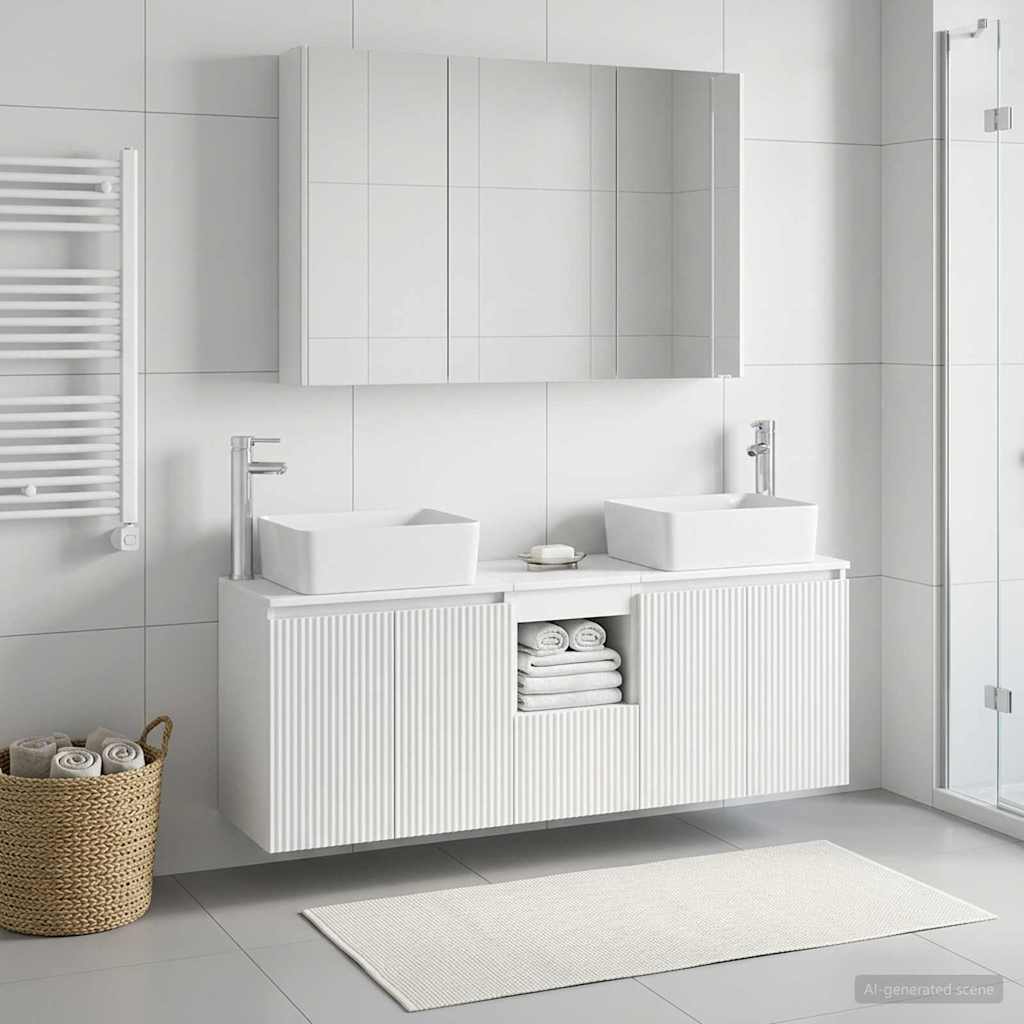 vidaXL Badkamerkast set 4 pcs Wit Bewerkt hout