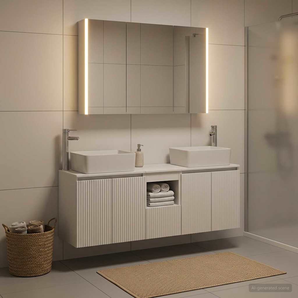 vidaXL Badkamerkast set 4 pcs Wit Bewerkt hout