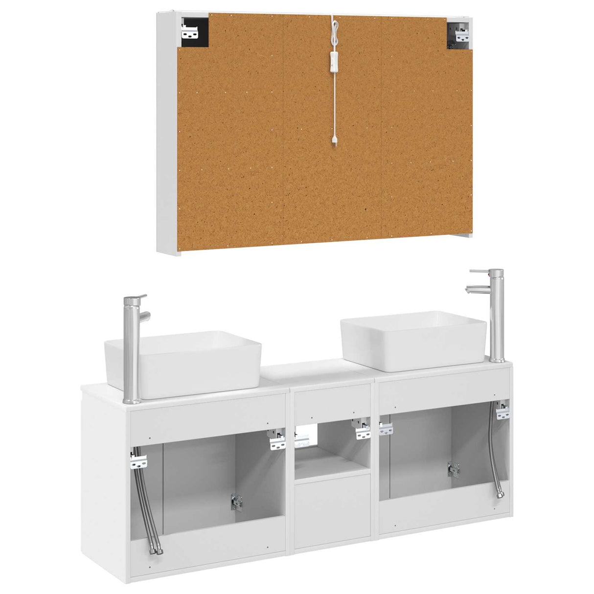 vidaXL Badkamerkast set 4 pcs Wit Bewerkt hout