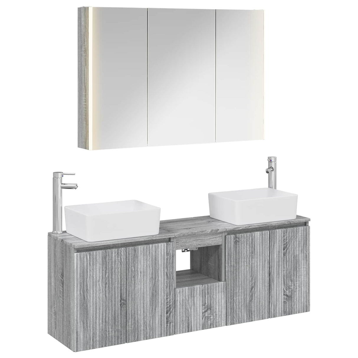 vidaXL Badkamerkast set 4 pcs Wit Bewerkt hout