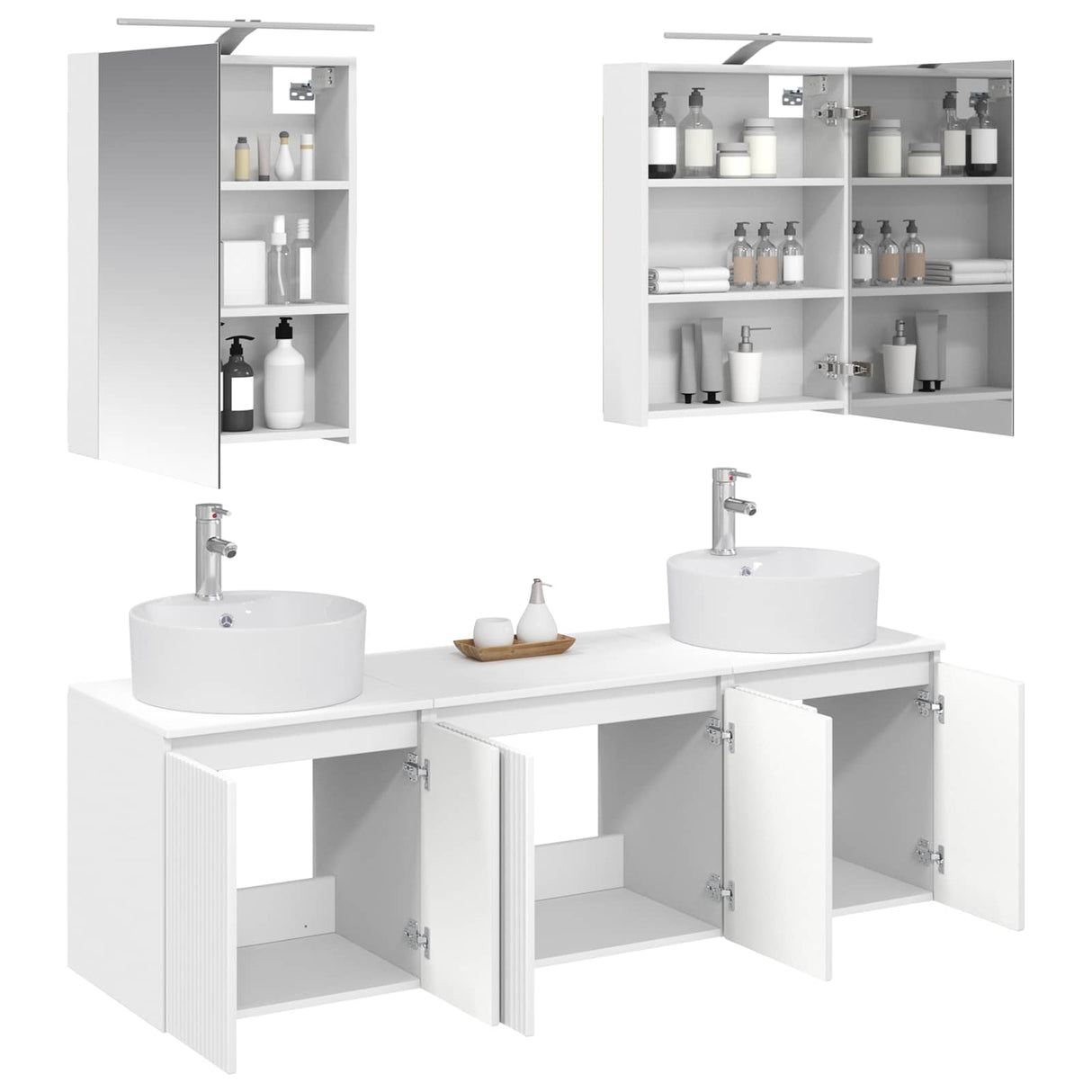 vidaXL Badkamerkast set 5 pcs Wit Bewerkt hout