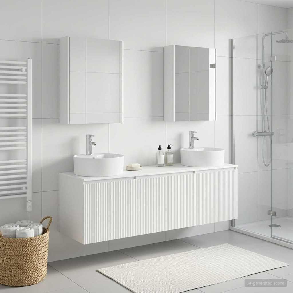 vidaXL Badkamerkast set 5 pcs Wit Bewerkt hout