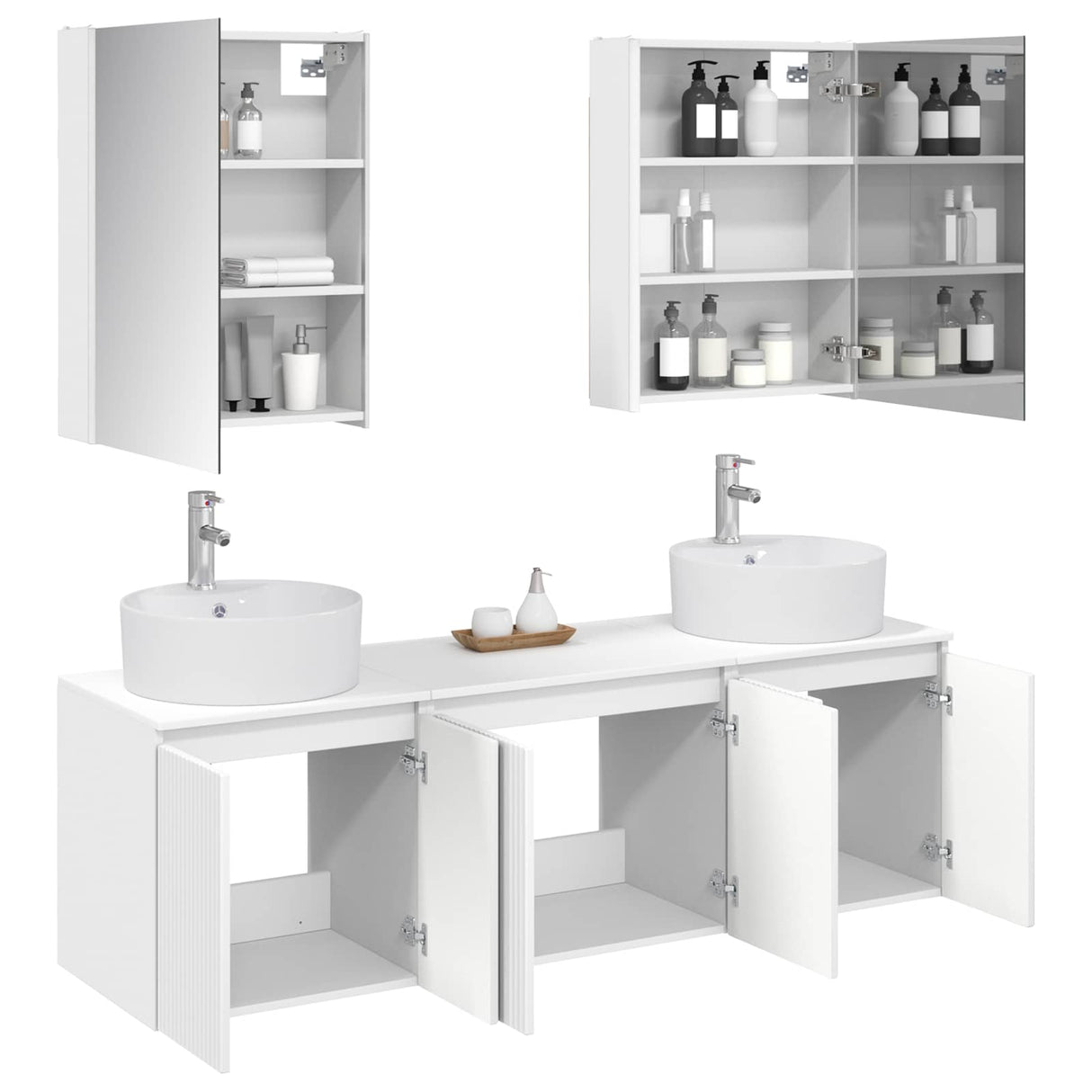 vidaXL Badkamerkast set 5 pcs Wit Bewerkt hout
