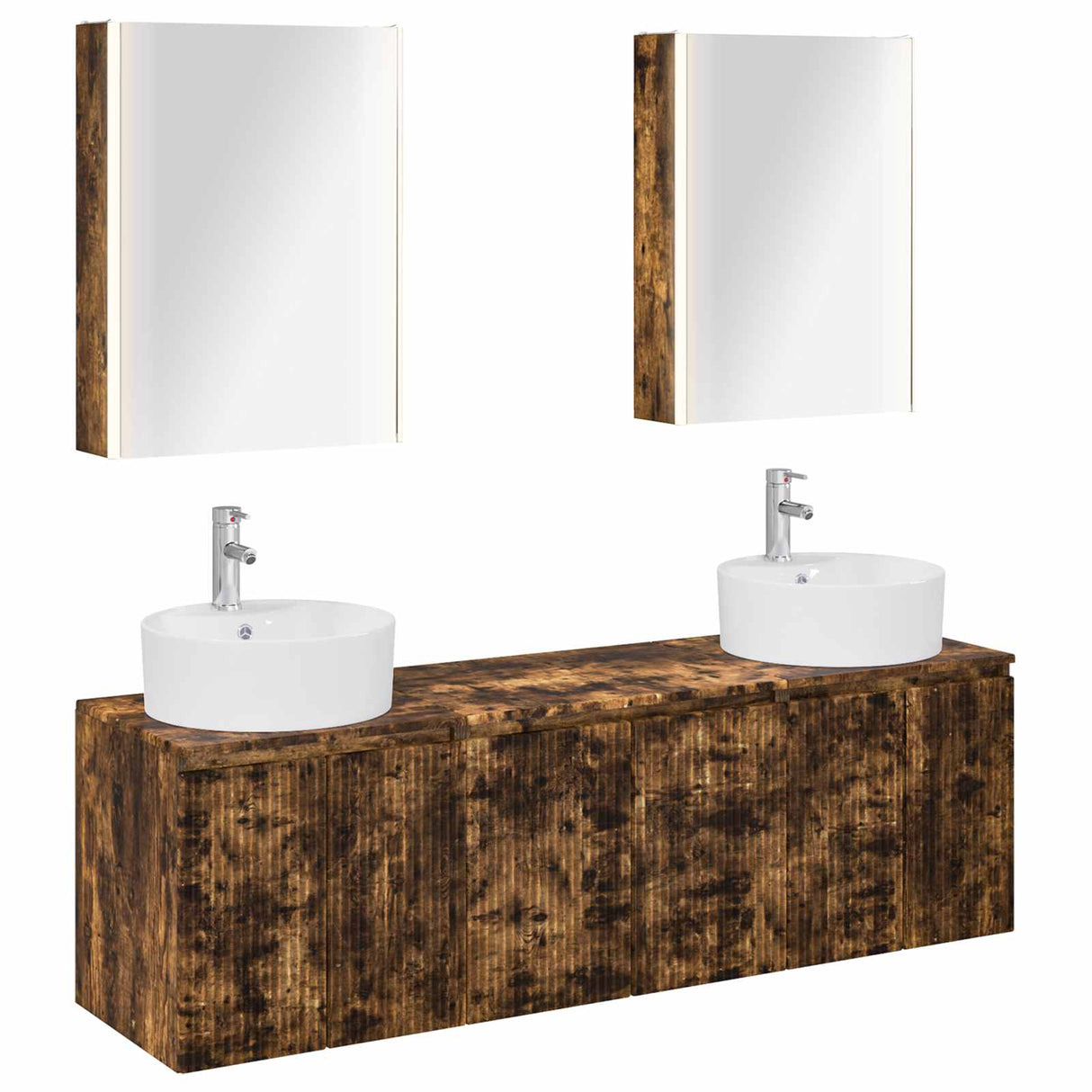 vidaXL Badkamerkast set 5 pcs Wit Bewerkt hout