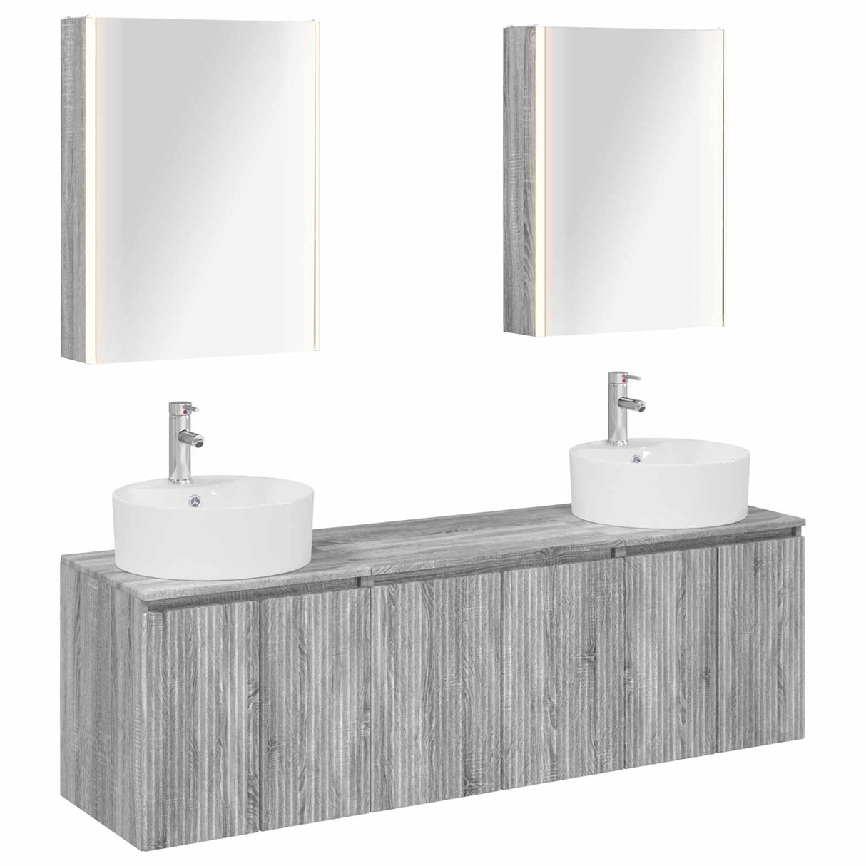 vidaXL Badkamerkast set 5 pcs Wit Bewerkt hout