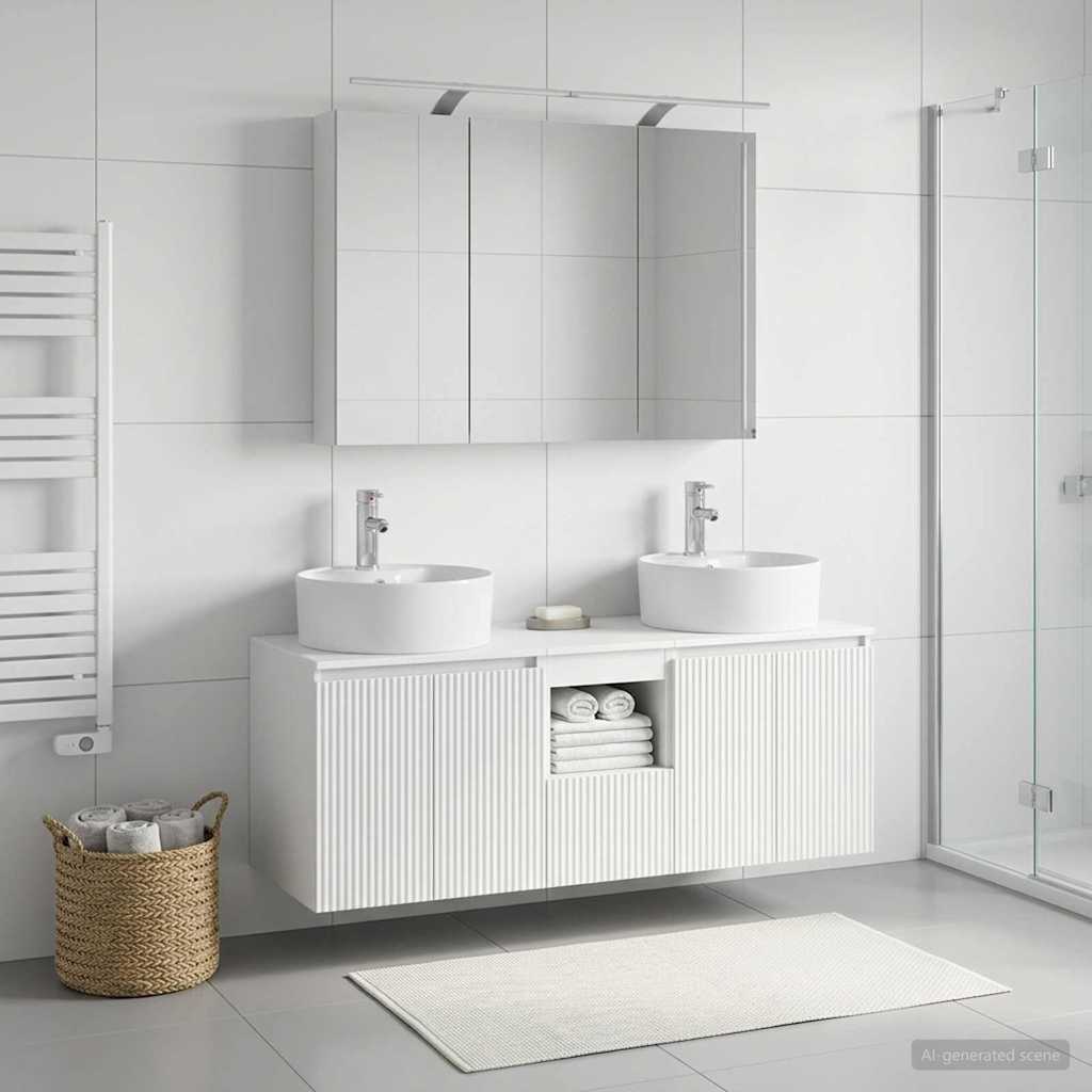 vidaXL Bathroom Cabinet Set 4 pcs White Engineered Wood